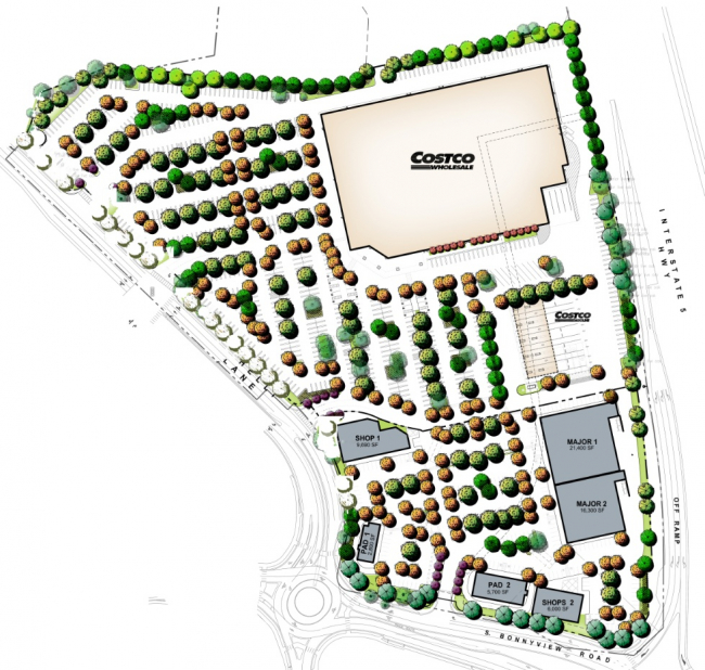 Mockup of a landscape design for a Costco in Northern California