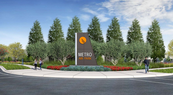 Metro Air Park signage on the corner of a street in Sacramento California
