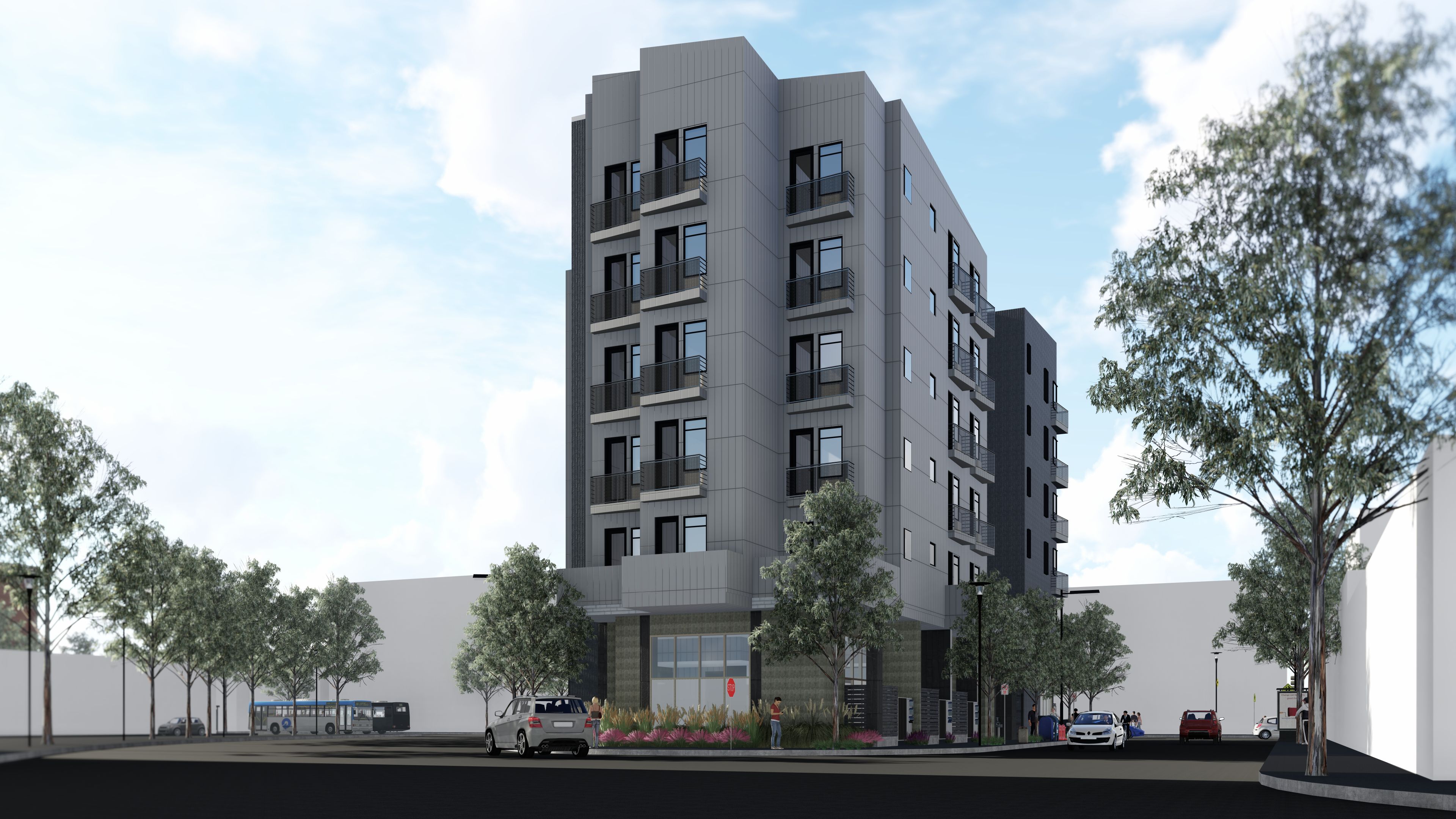 Rendering of apartment building