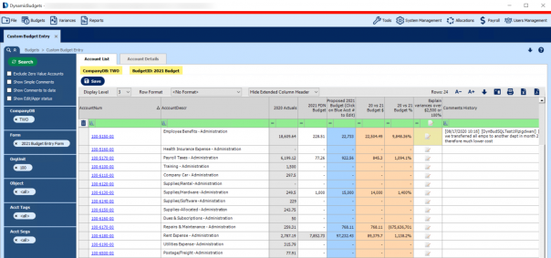 Dynamic Budgets Screenshot 