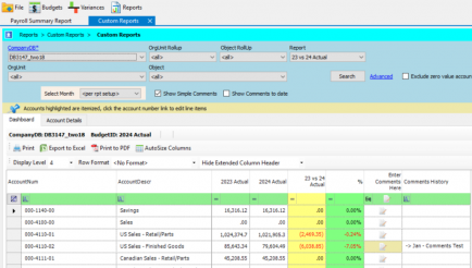 Screenshot of Reporting Software