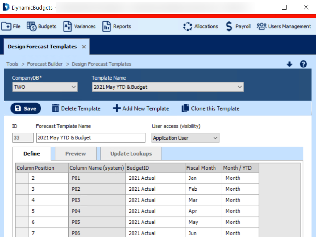 Screenshot of Forecasting Software