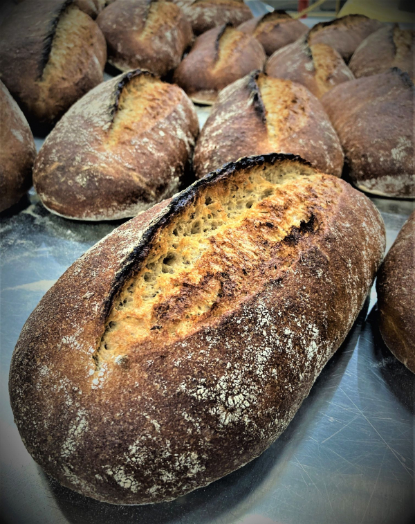 Zoomed in image of multiple bread loaves
